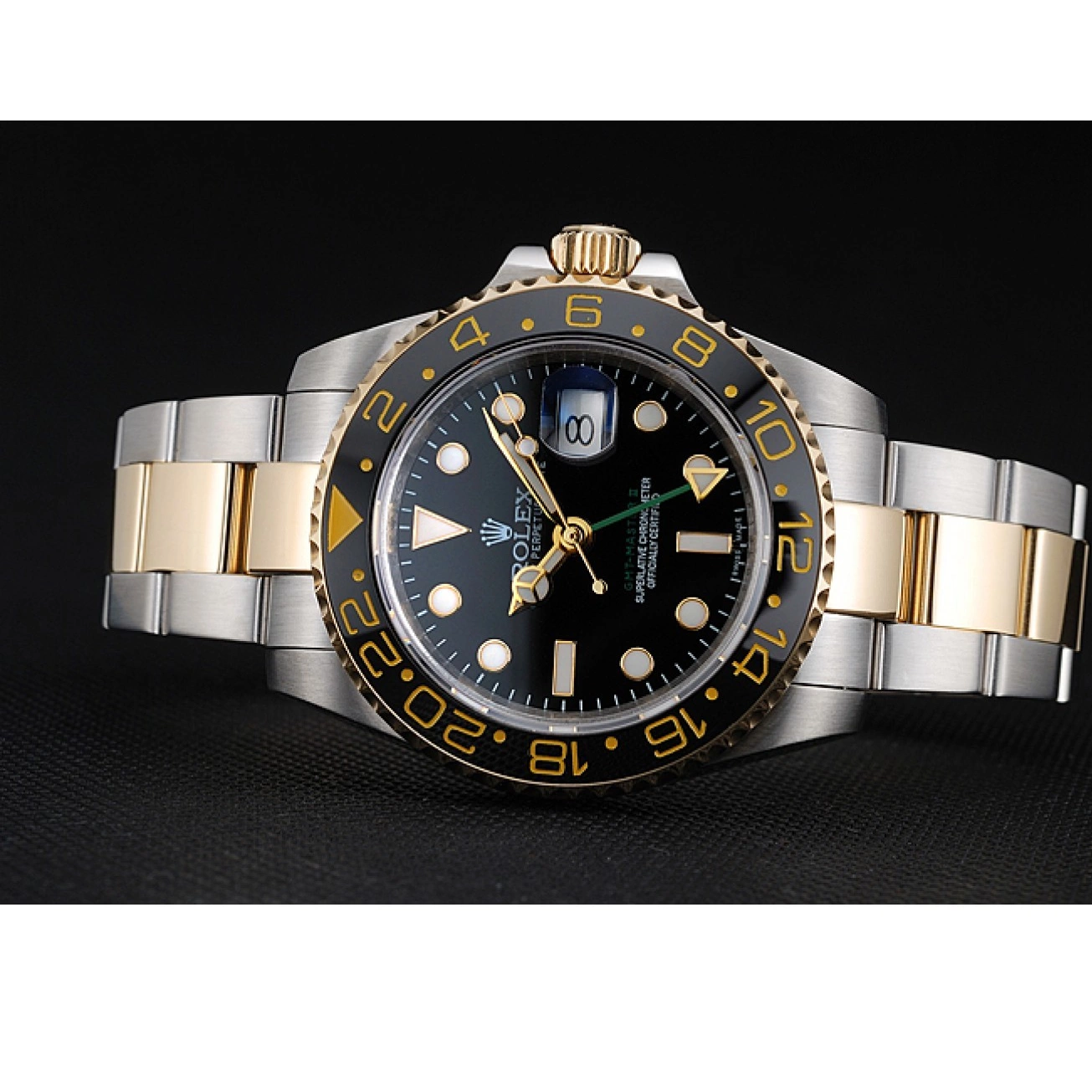 Aaa replica watch Rolex Swiss Black Dial Master Black Bezel 80295 GMT 0725